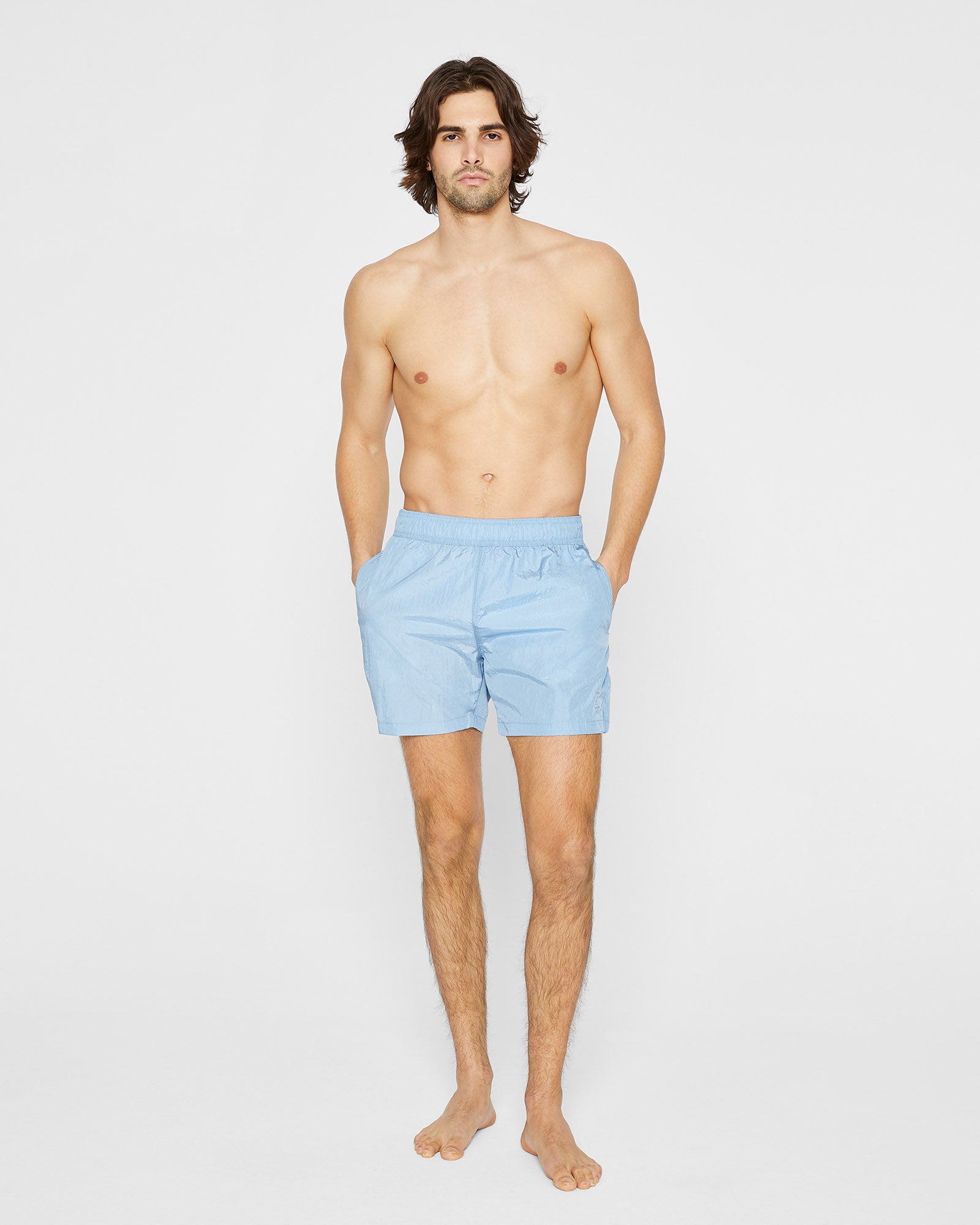 CLUB MONACO - Onia Crinkle Swim Trunks - Blue