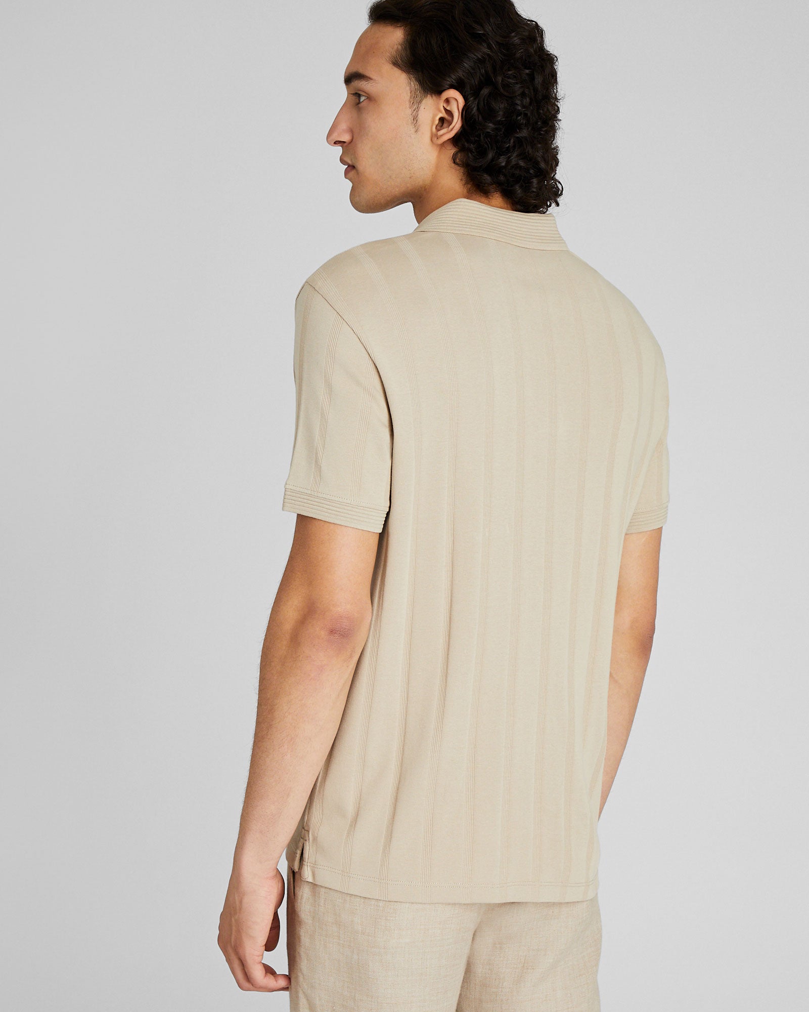 CLUB MONACO - Polo à tricot côtelé large - simplement taupe