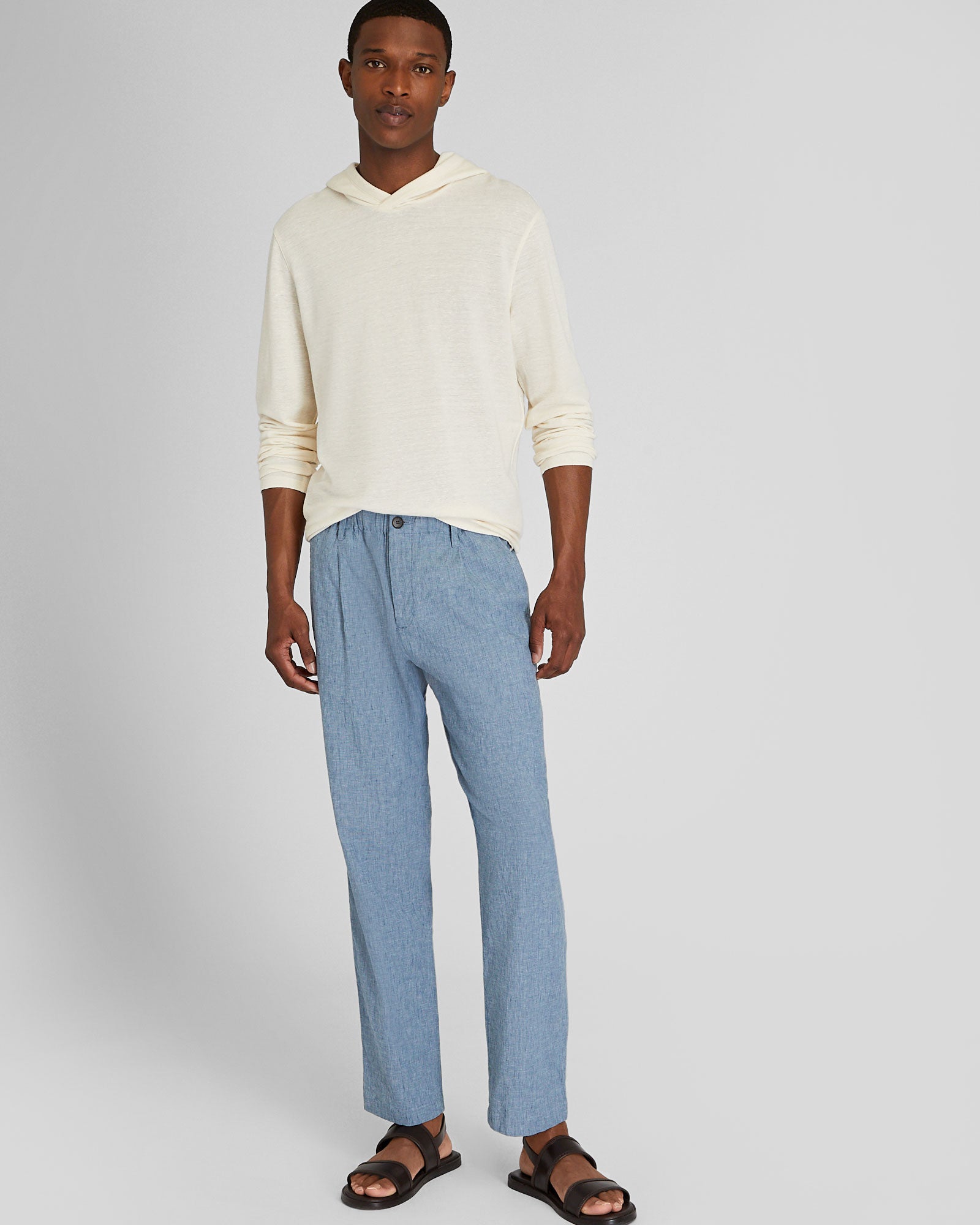 CLUB MONACO - Linen-Cotton Piqué Hoodie - Cannoli