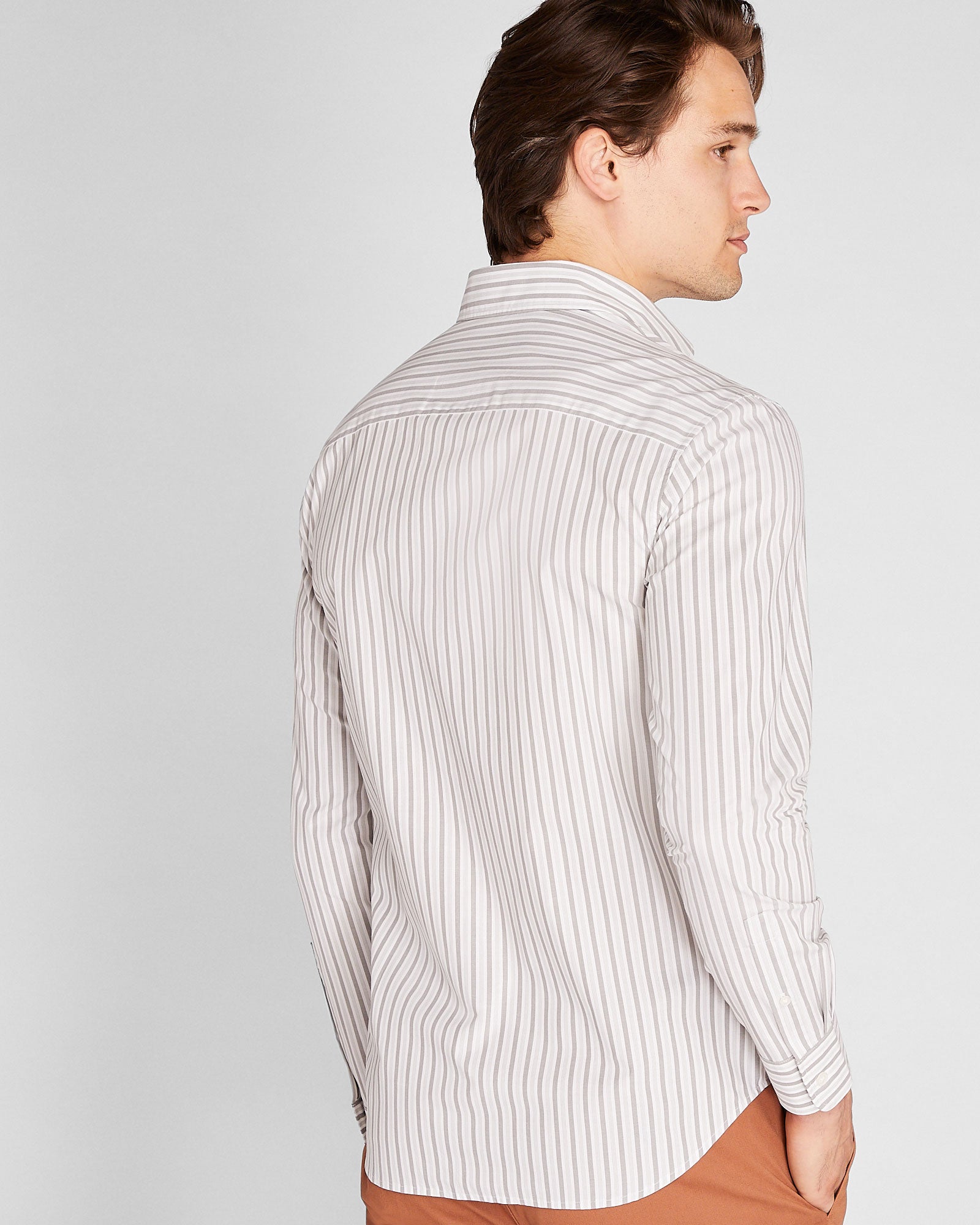 CLUB MONACO - Chemise manches longues en popeline - Mélange Gris