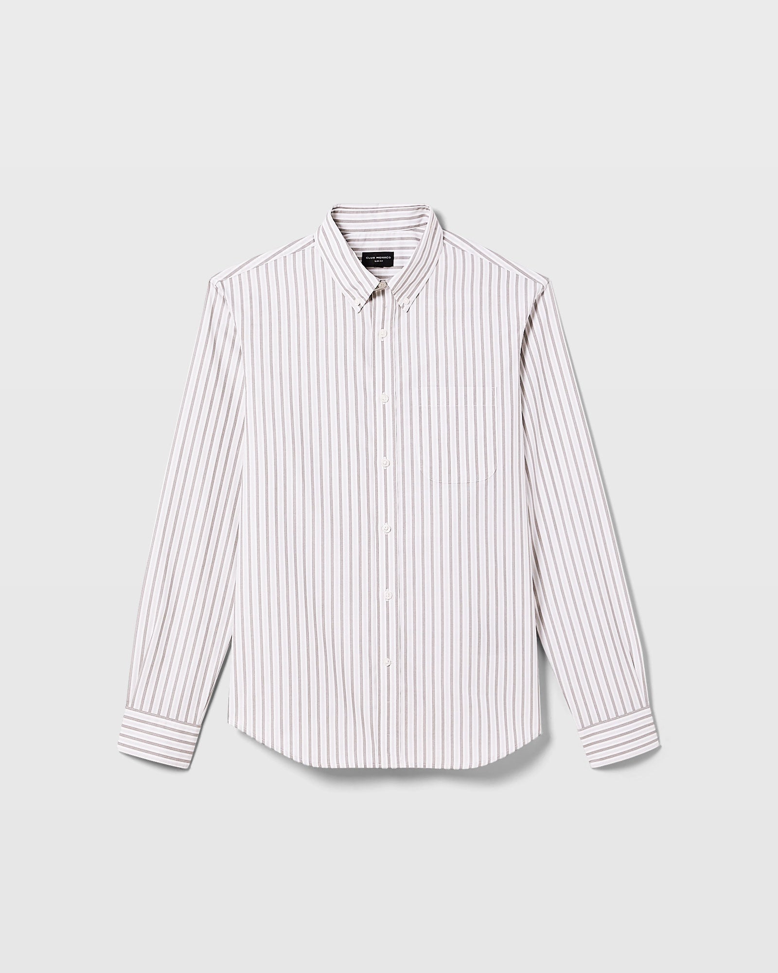 CLUB MONACO - Chemise manches longues en popeline - Mélange Gris