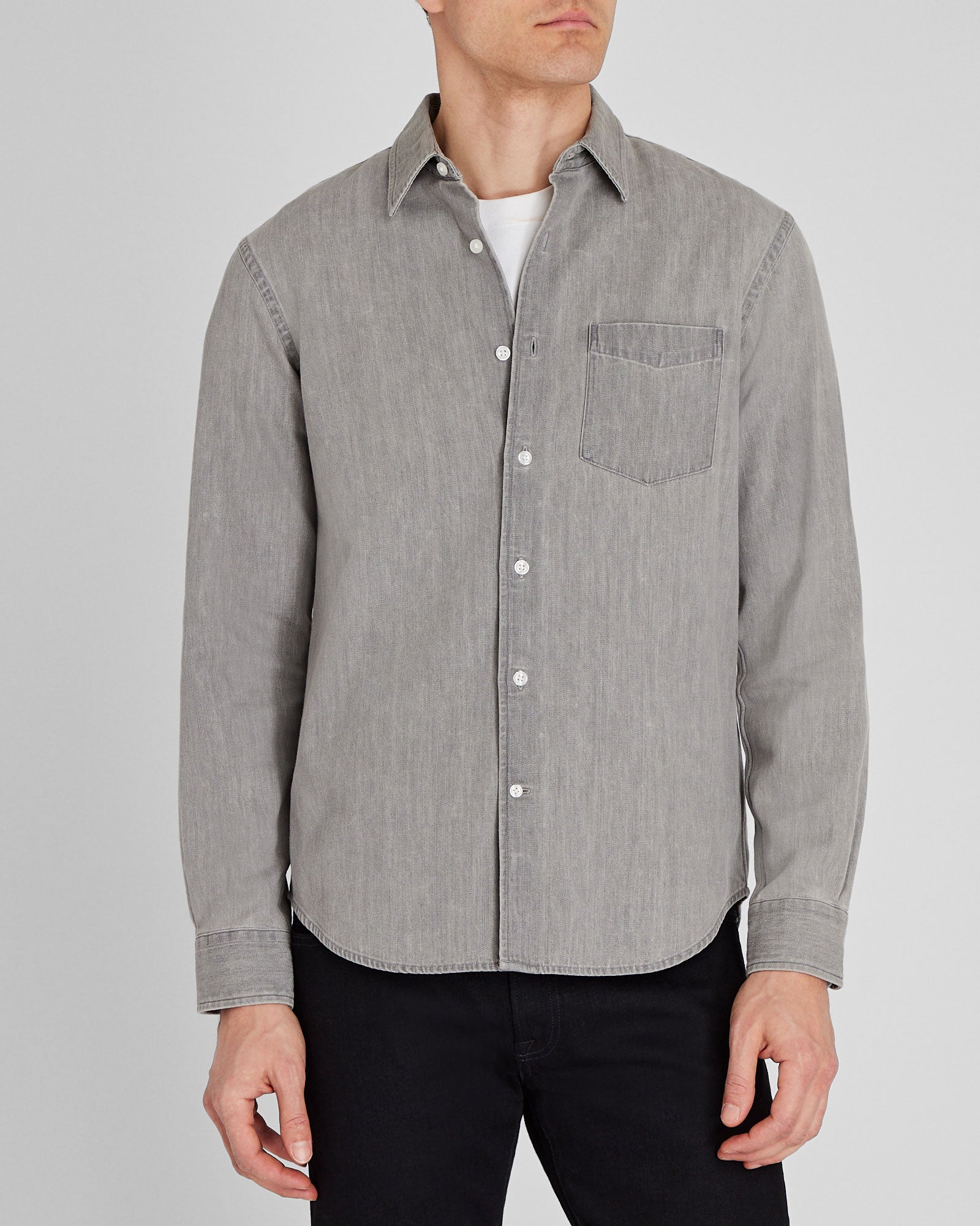 CLUB MONACO - Long-Sleeve Denim Shirt - Grey