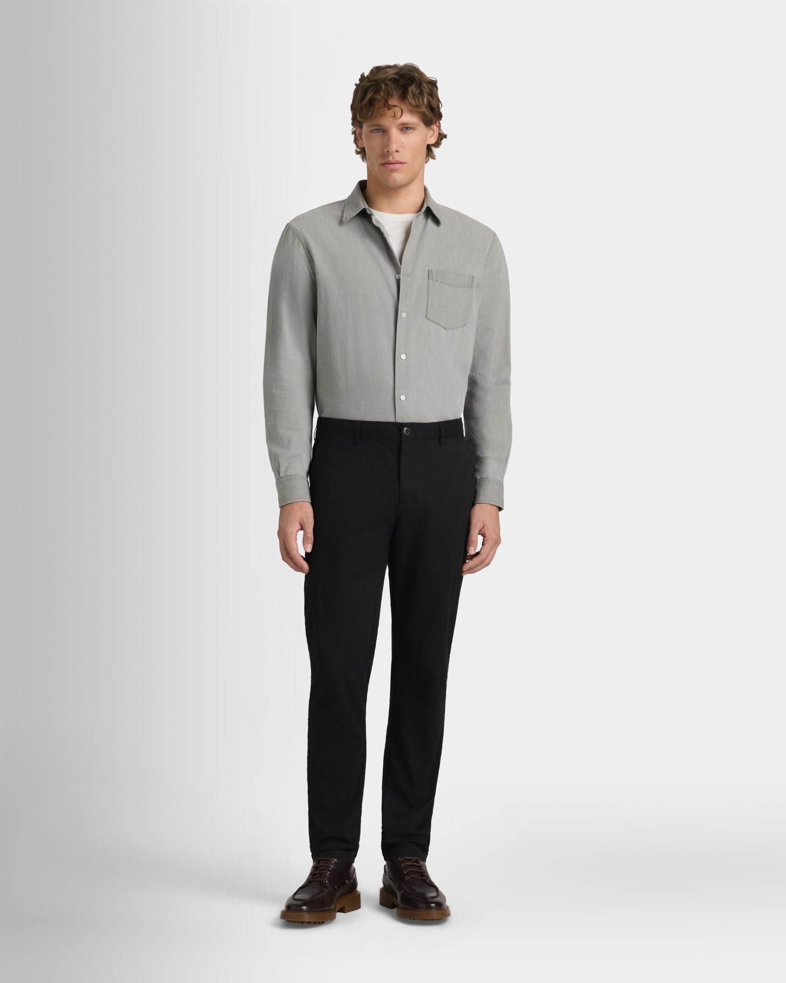 Club Monaco Corp, CA - Long-Sleeve Denim Shirt - Grey