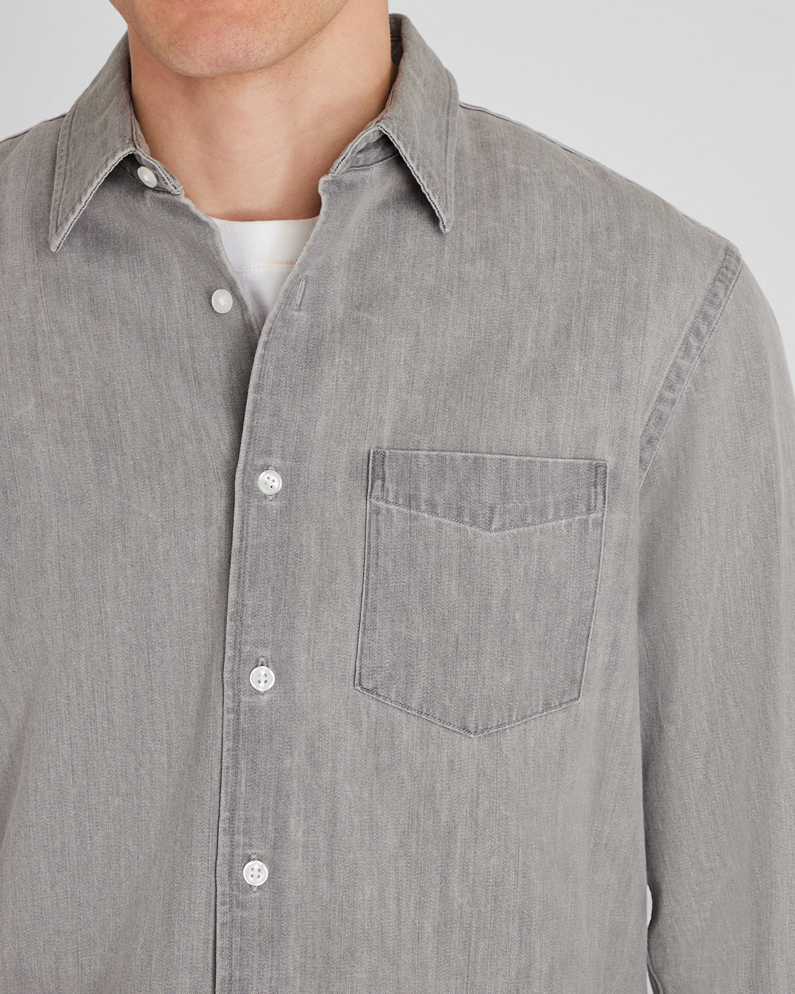 CLUB MONACO - Long-Sleeve Denim Shirt - Grey
