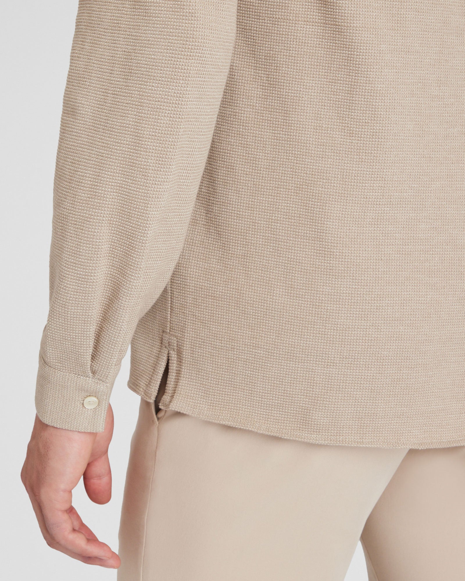 CLUB MONACO - Chemise en tricot gaufré - Mélange de bronzage clair