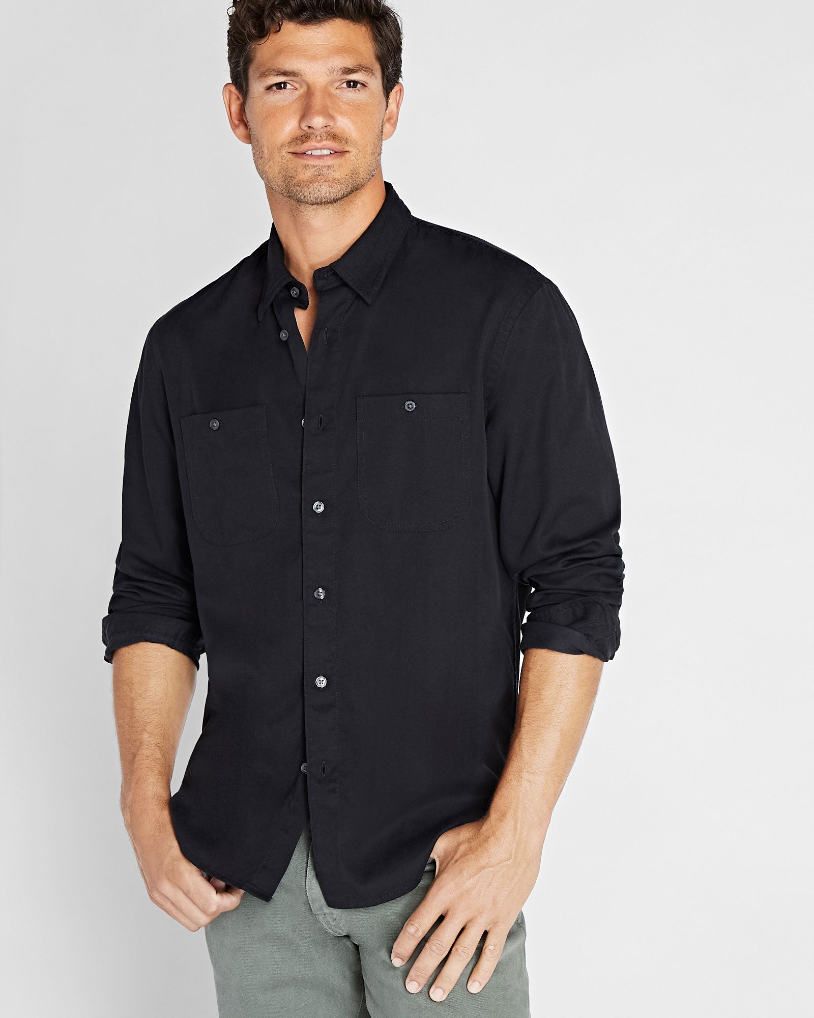 CLUB MONACO - Chemise utilitaire en sergé doux - Noir