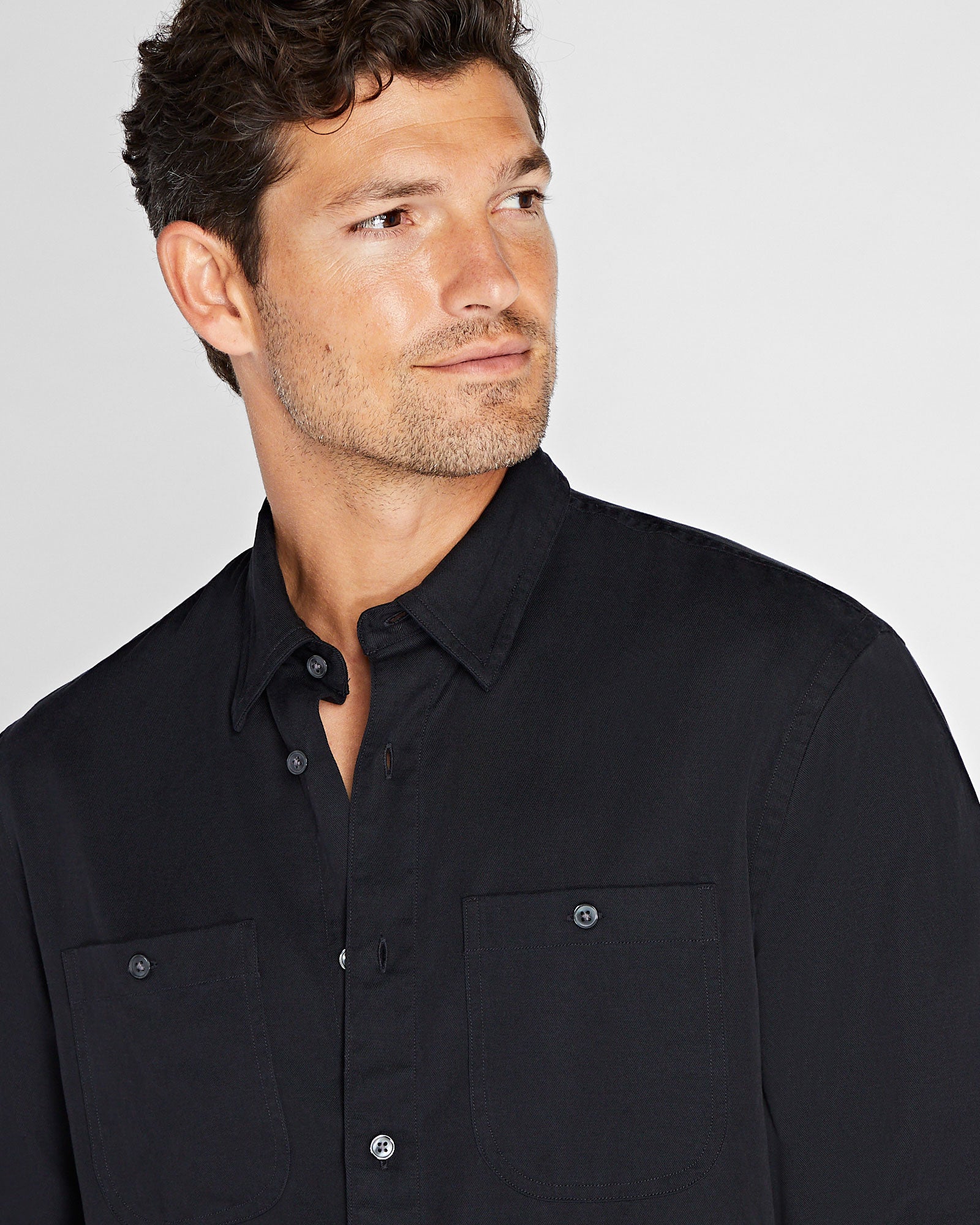 CLUB MONACO - Chemise utilitaire en sergé doux - Noir