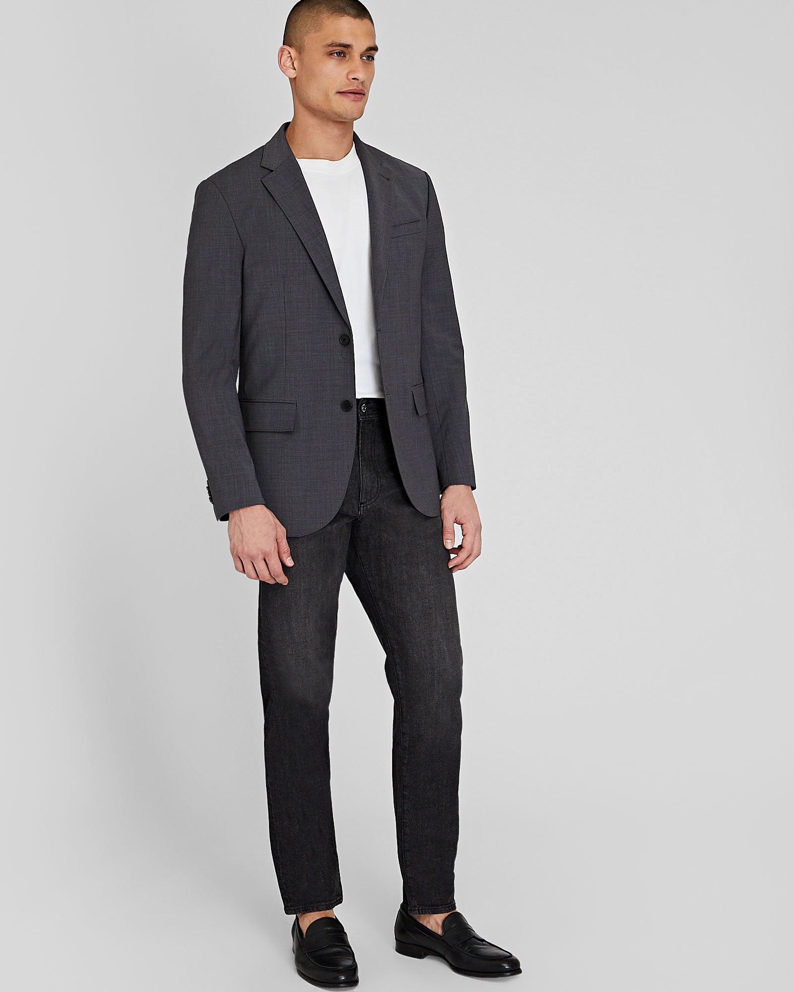 CLUB MONACO - Jean à coupe droite fuselée - Noir